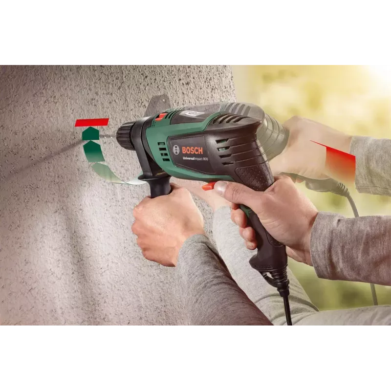 Bosch Universal Impact 800 gręžtuvas 3000 RPM be rakto 1,7 kg juodas, žalias