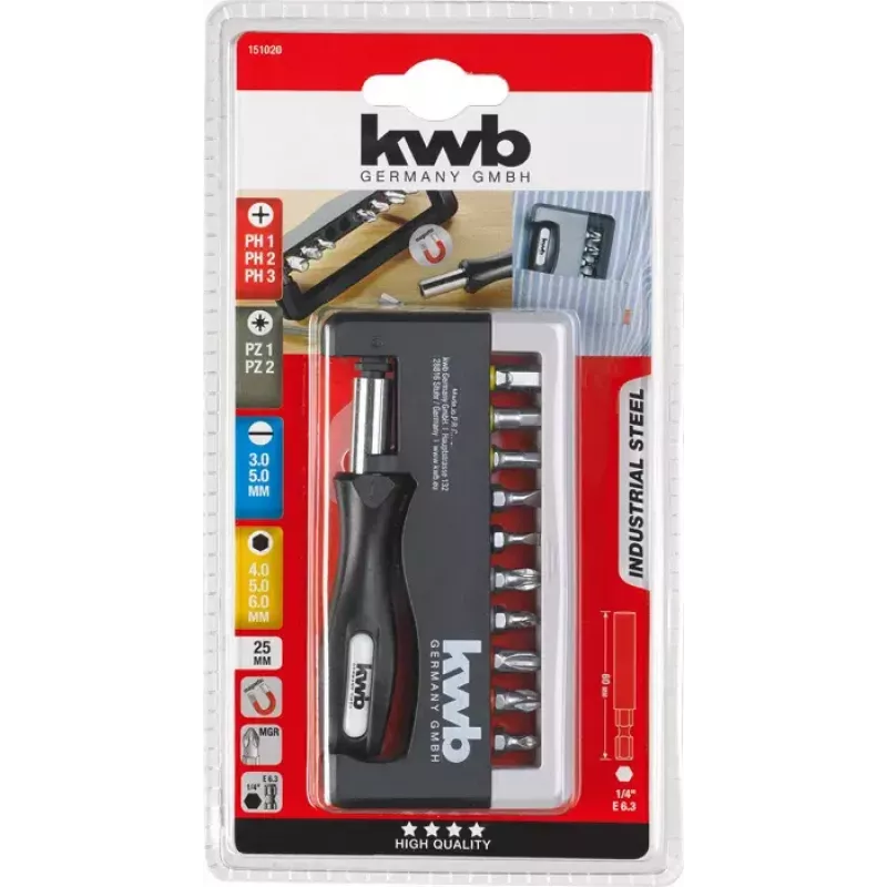 Atsuktuvų antgalių rinkinys KWB Industrial Steel Standard Handy Bit Box