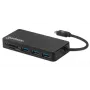 Manhattan USB-C centrinė stotelė su kortelių skaitytuvu, 3x USB-A, USB 3.2 Gen1, juoda
