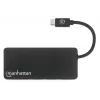 Manhattan USB-C centrinė stotelė su kortelių skaitytuvu, 3x USB-A, USB 3.2 Gen1, juoda