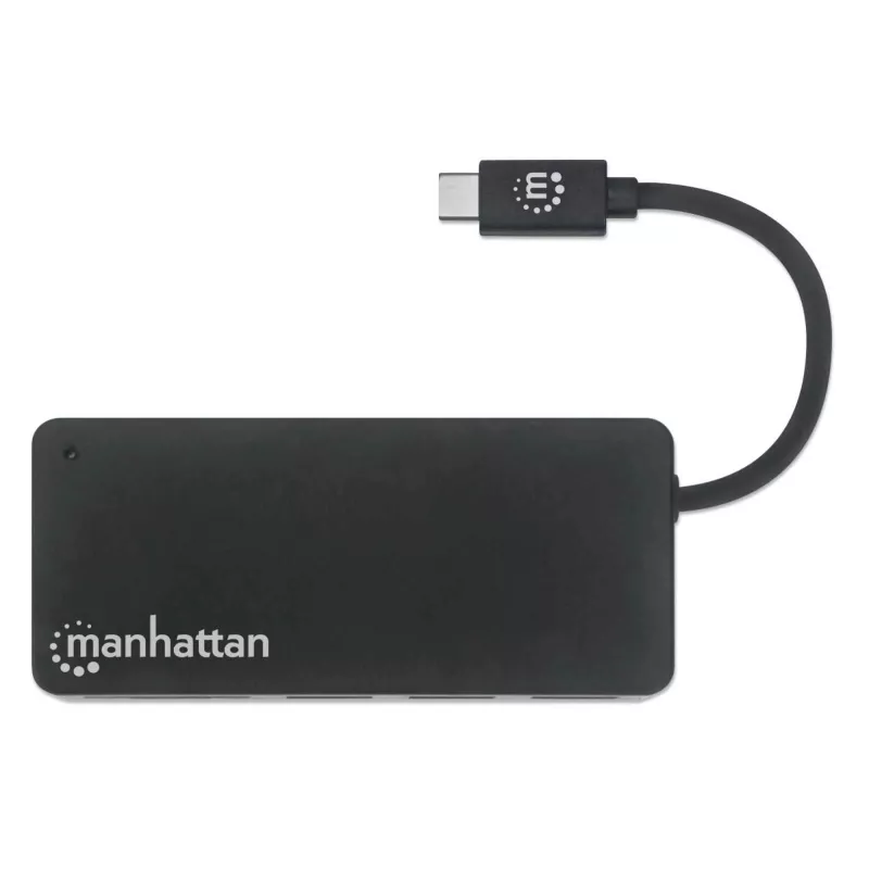 Manhattan USB-C centrinė stotelė su kortelių skaitytuvu, 3x USB-A, USB 3.2 Gen1, juoda