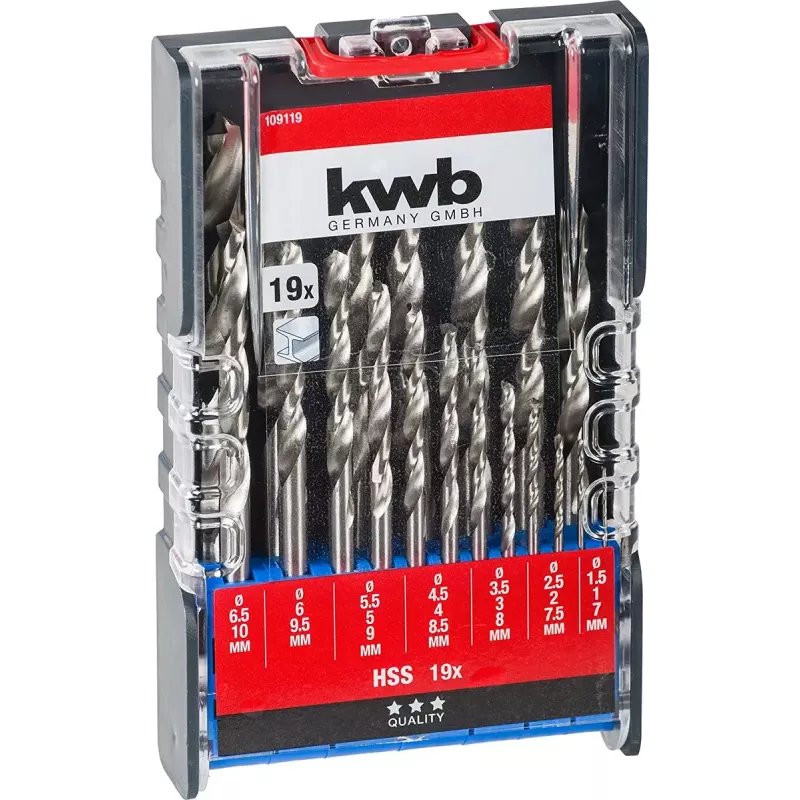Gręžtų rinkinys KWB 109119 greitapjovio plieno HSS
