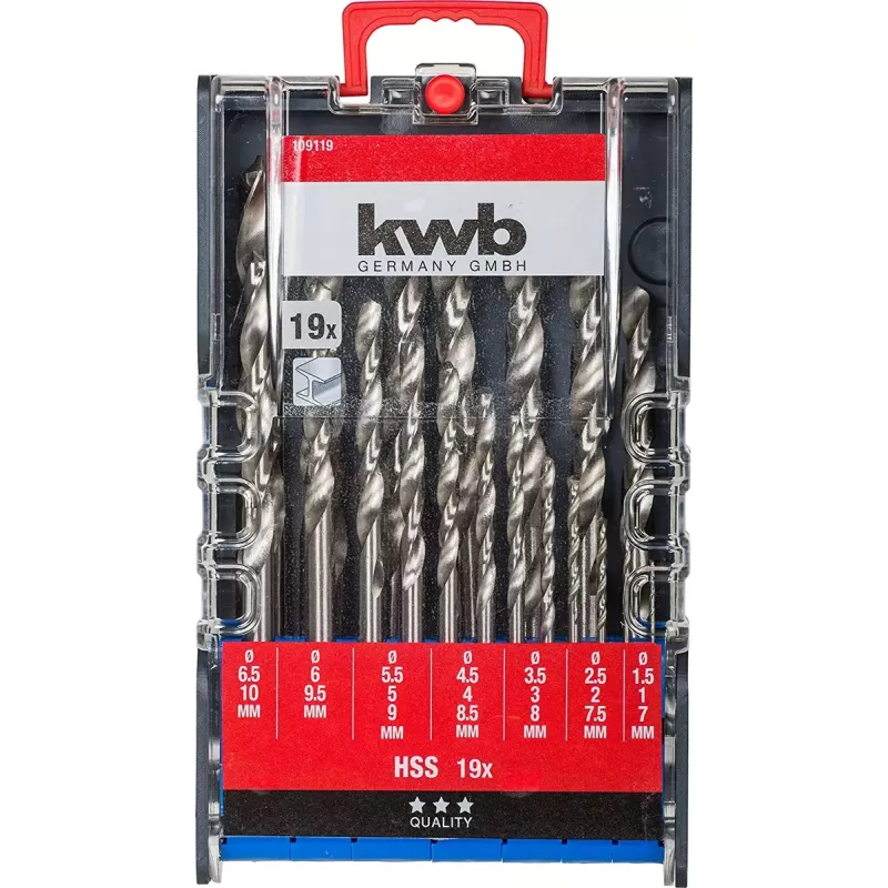 Gręžtų rinkinys KWB 109119 greitapjovio plieno HSS