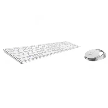 Rapoo 9850M belaidė klaviatūra su pele, RF / Bluetooth, QWERTZ vokiškas išdėstymas, balta