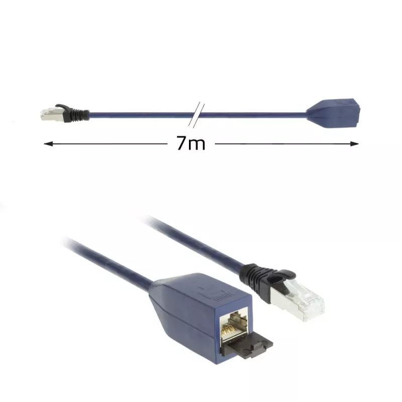 ACT Blue 7 m LSZH S/FTP CAT6A MPTL ilginimo kabelis su apsaugotais RJ45 kištukais