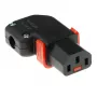 ACT C13 IEC Lock+ perjungiamas kairės ar dešinės pusės kampinis jungiamasis kištukas, juodas, PA130100RBK