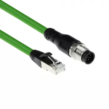 ACT Industrial 3.00 m sensorinis kabelis M12A 8 kontaktų kištukas į RJ45 kištuką, Ultraflex SF/UTP TPE, ekranuotas