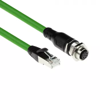 ACT Industrial 5.00 m sensoriaus kabelis M12A 8 kontaktų moteriškas į RJ45 vyrišką, Ultraflex SF/UTP TPE, ekranuotas