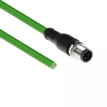 ACT Industrial jutiklio kabelis 3 m M12D 4 kontaktų kištukas į atvirą galą, Superflex Xtreme TPE, ekranuotas