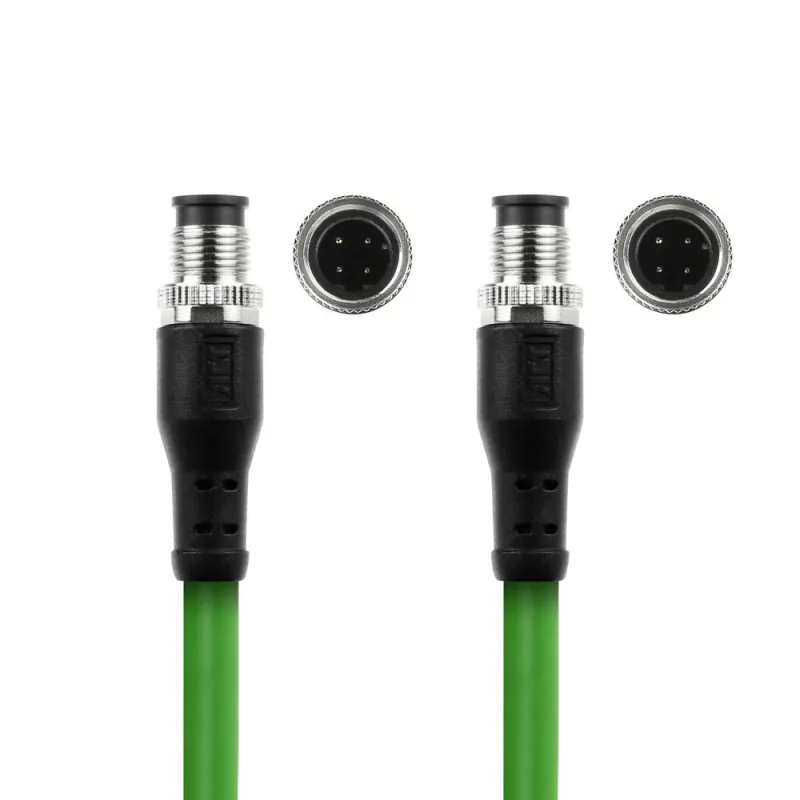 ACT Industrial jutiklio kabelis 5 m M12D 4 kontaktų kištukas į M12D 4 kontaktų kištuką, Superflex Xtreme TPE, ekranuotas