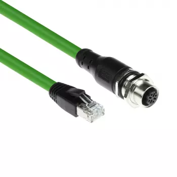 ACT Industrial jutiklio kabelis 5 m M12D 4 kontaktų lizdas į RJ45 kištuką, Superflex Xtreme TPE, ekranuotas