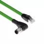 ACT Industrial jutiklio kabelis 3 m M12D 4 kontaktų vyriškas kampuotas į RJ45 vyr., Superflex Xtreme TPE, ekranuotas