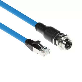 ACT Industrial 5,00 m sensorinis kabelis M12X 8 kontaktų kištukas į RJ45, Superflex SF/UTP TPE, ekranuotas