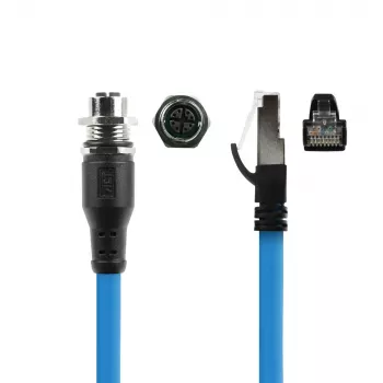 ACT Industrial 5,00 m sensorinis kabelis M12X 8 kontaktų kištukas į RJ45, Superflex SF/UTP TPE, ekranuotas
