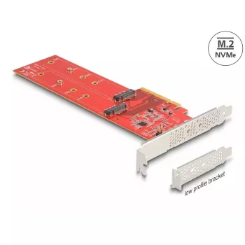DeLOCK PCI Express x8 kortelė su 2 vidiniais NVMe M.2 Key M lizdais 110 mm, bifurkacija, Low Profile