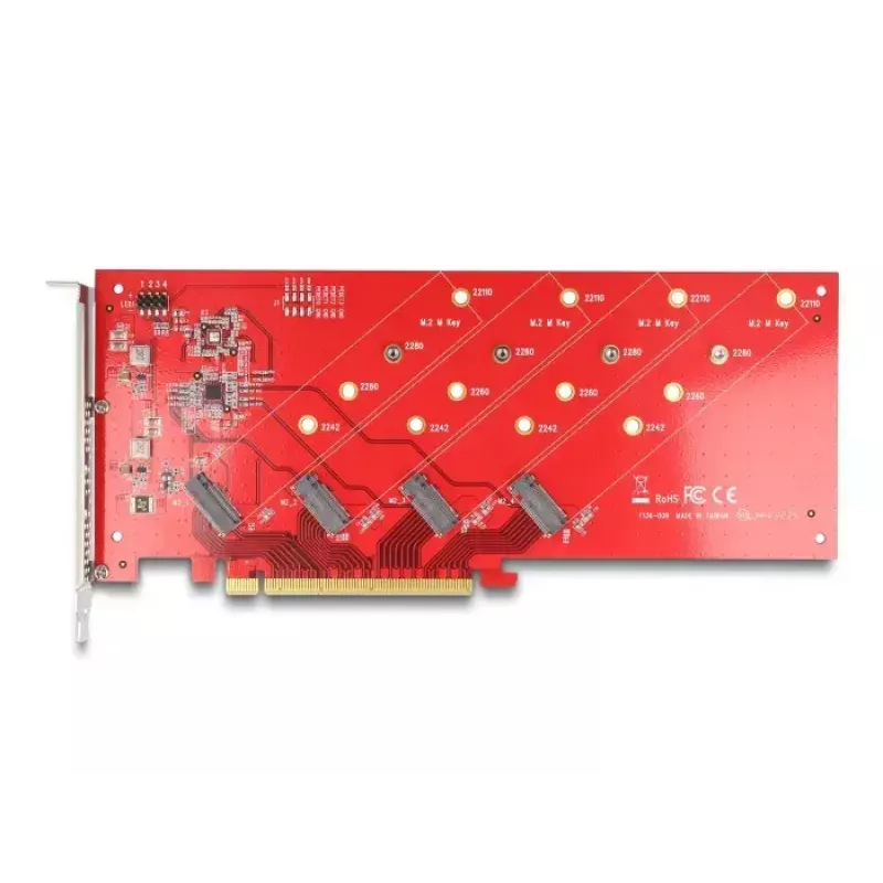 DeLOCK PCI Express x16 kortelė 4 x vidiniams NVMe M.2 Key M 110 mm bifurkacija