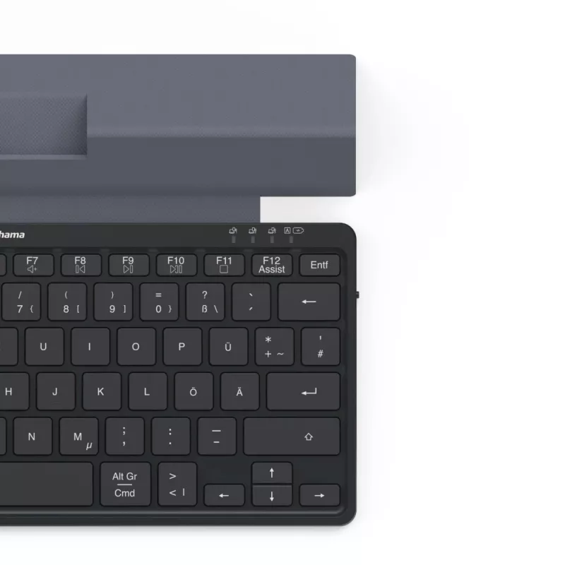 Hama Travel 600 QWERTZ vokiškas belaidis Bluetooth mini klaviatūra juoda, tamsiai pilka