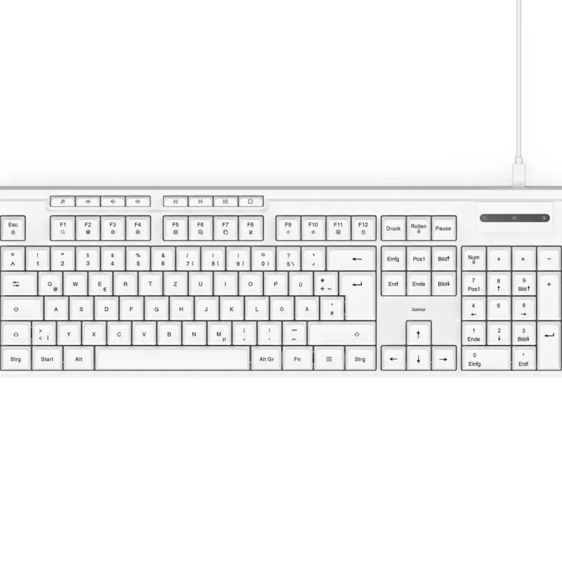 Hama CK-200 klaviatūra Namai/Biuras USB QWERTZ Vokiška balta