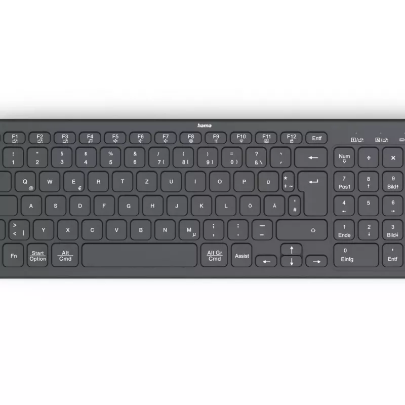 Hama WK-300 belaidė klaviatūra RF + Bluetooth QWERTZ vokiška juoda