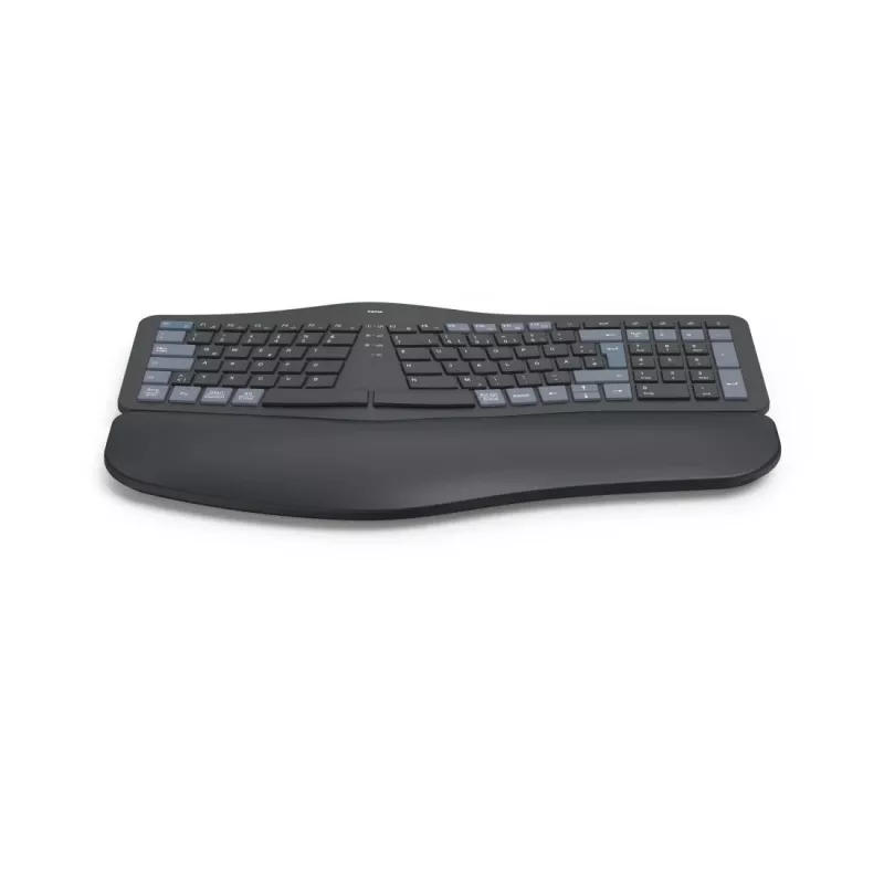 Hama WK-900 Ergo belaidė ergonominė klaviatūra RF Wireless + Bluetooth QWERTZ vokiškas išdėstymas Juoda, Mėlyna, Tamsiai Pilka