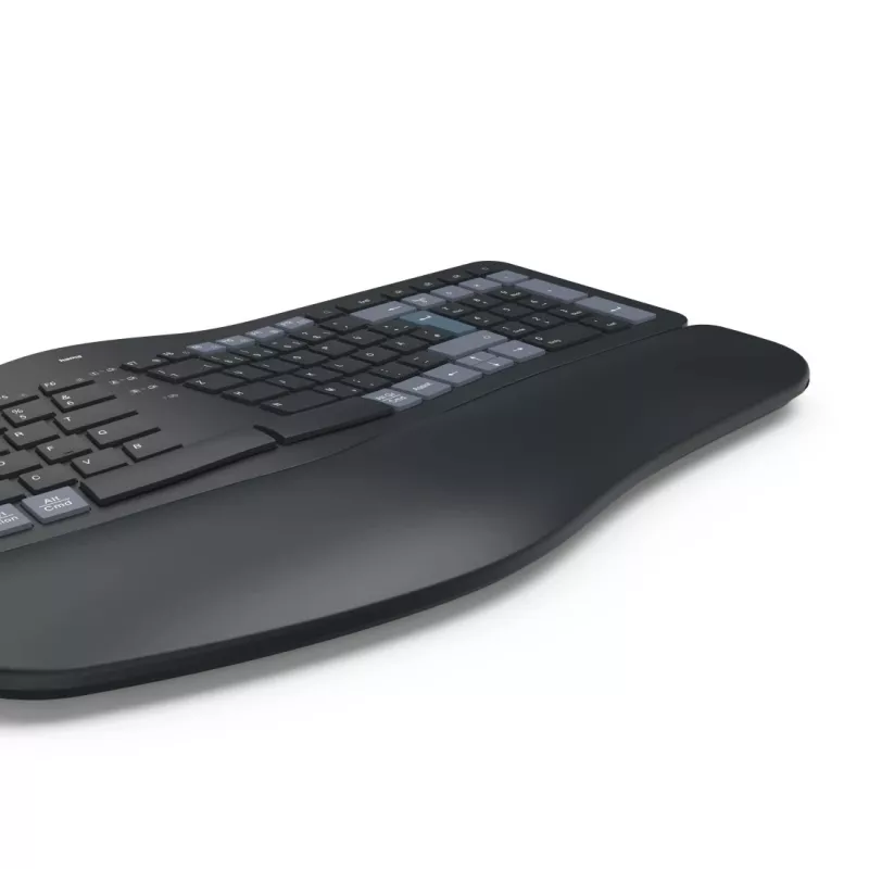 Hama WK-900 Ergo belaidė ergonominė klaviatūra RF Wireless + Bluetooth QWERTZ vokiškas išdėstymas Juoda, Mėlyna, Tamsiai Pilka