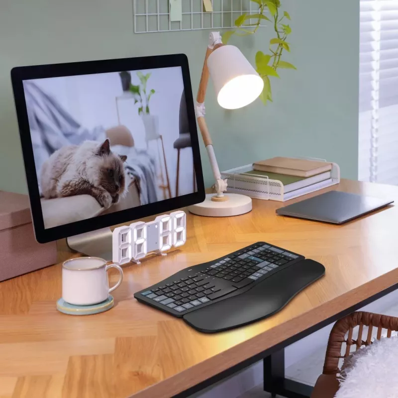 Hama WK-900 Ergo belaidė ergonominė klaviatūra RF Wireless + Bluetooth QWERTZ vokiškas išdėstymas Juoda, Mėlyna, Tamsiai Pilka