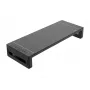 Monitorio stovas EQUIP Ergonominis monitoriaus stovas su USB (USB-A x4, USB-C x1), pastatomas ant stalo, 25 kg, juodas