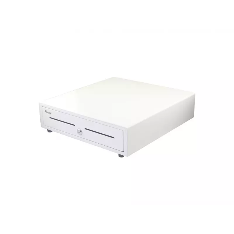 Kasos stalčius EQUIP 351011, rankinis/automatinis, 4 kupiūrų / 8 monetų skyriai, metalinis, baltas, 420×405×110 mm