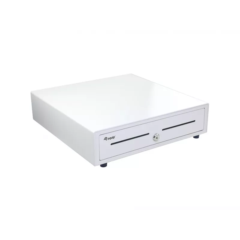 Kasos stalčius EQUIP 351011, rankinis/automatinis, 4 kupiūrų / 8 monetų skyriai, metalinis, baltas, 420×405×110 mm