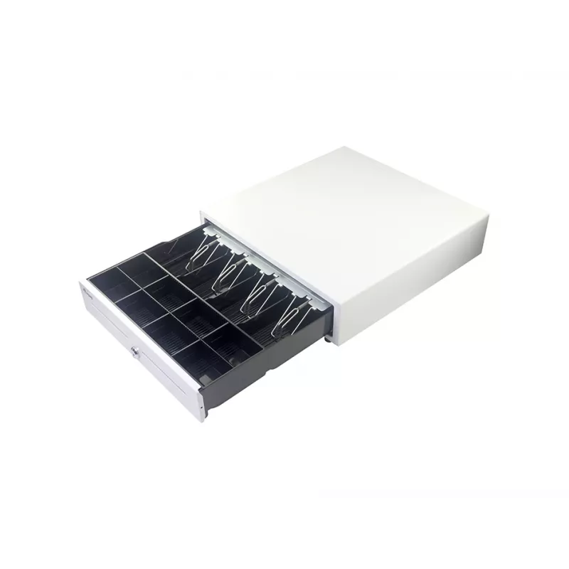 Kasos stalčius EQUIP 351011, rankinis/automatinis, 4 kupiūrų / 8 monetų skyriai, metalinis, baltas, 420×405×110 mm