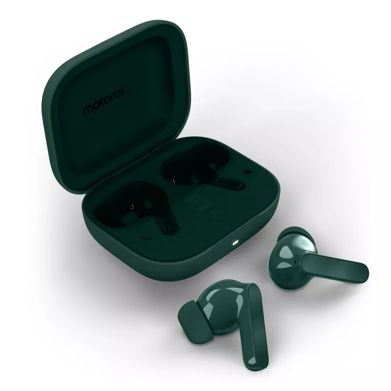 Motorola Moto Buds Bass belaidės ausinės TWS, gilus garsas, triukšmo slopinimas, žalios