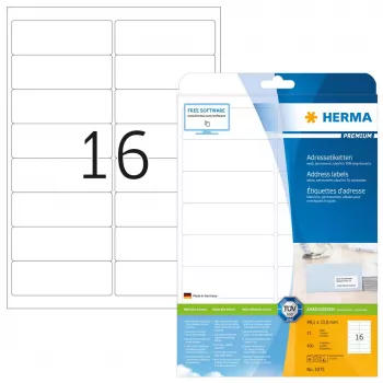 HERMA Premium adresų etiketės A4 99,1x33,8 mm 400 vnt.