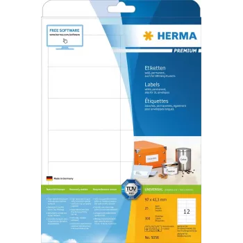 Lipnūs etikečių lapai HERMA Labels Premium A4 97x42,3 mm