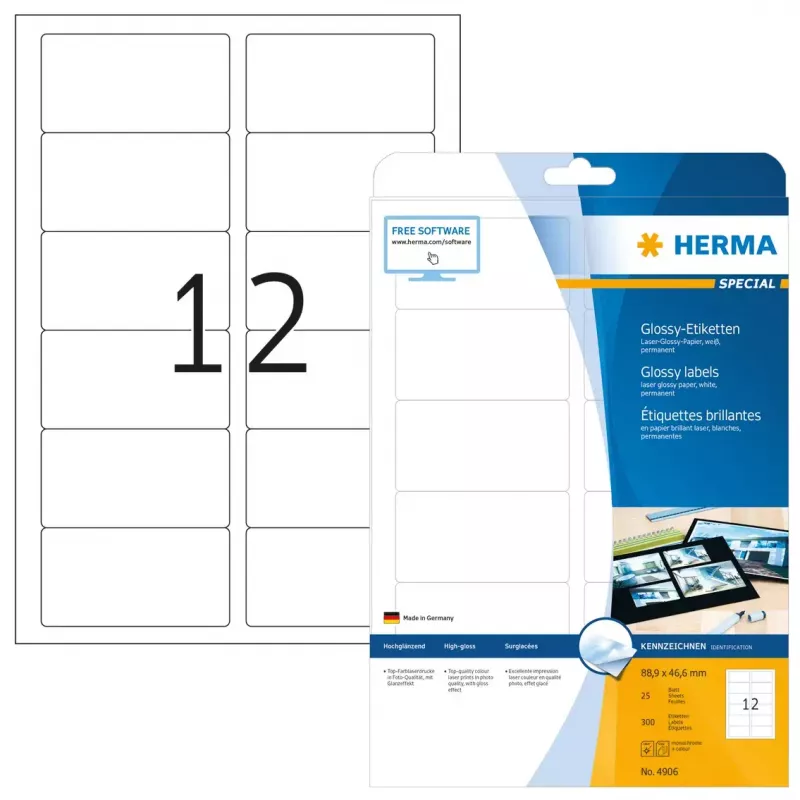 Savaime lipnūs etikečių lapai HERMA Labels A4 88,9x46,6 mm
