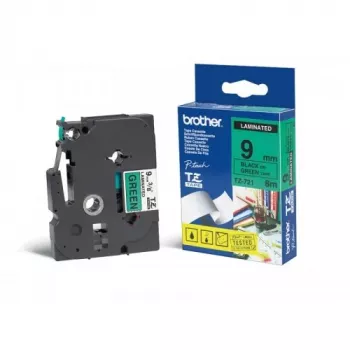 Juosta etikečių spausdinimui Brother TZ-721, juoda ant žalios, 9 mm
