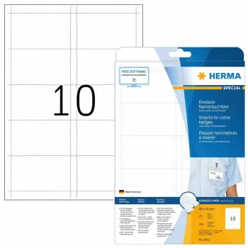HERMA A4 90x54 mm balti kartoniniai vardinių kortelių įdėklai 250 vnt.