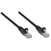 Intellinet tinklo jungiamasis kabelis Cat5e, 0,25 m, juodas, CCA, U/UTP, PVC, RJ45, auksuoti kontaktai, apsaugotas nuo užkliuvimo, su gaubtu, viso gyvenimo garantija