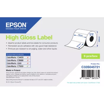 Epson High Gloss Label - Die-cut Roll 76mm x 127mm, 960 etikečių