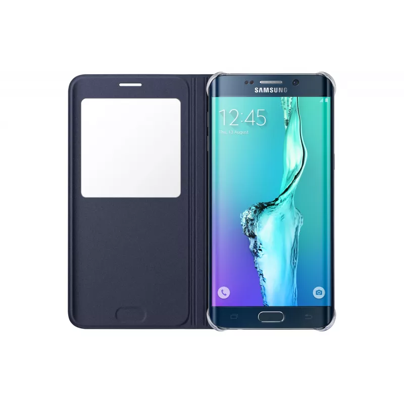 Samsung EF-CG928 S-View Flip dėklas Samsung Galaxy S6 edge+ juodas/mėlynas
