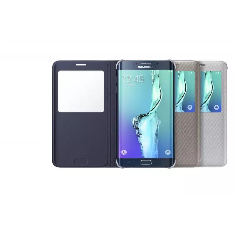 Samsung EF-CG928 S-View Flip dėklas Samsung Galaxy S6 edge+ juodas/mėlynas
