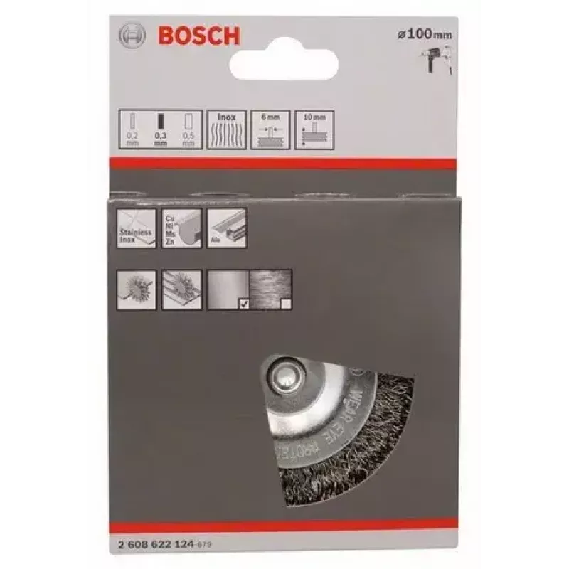 Šepečio ratas Bosch 2 608 622 124 10 cm, kotelio skersmuo 6 mm