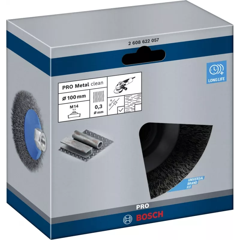 Bosch Clean for Metal Tapered šepetys iš gofruotos vielos, 100 mm