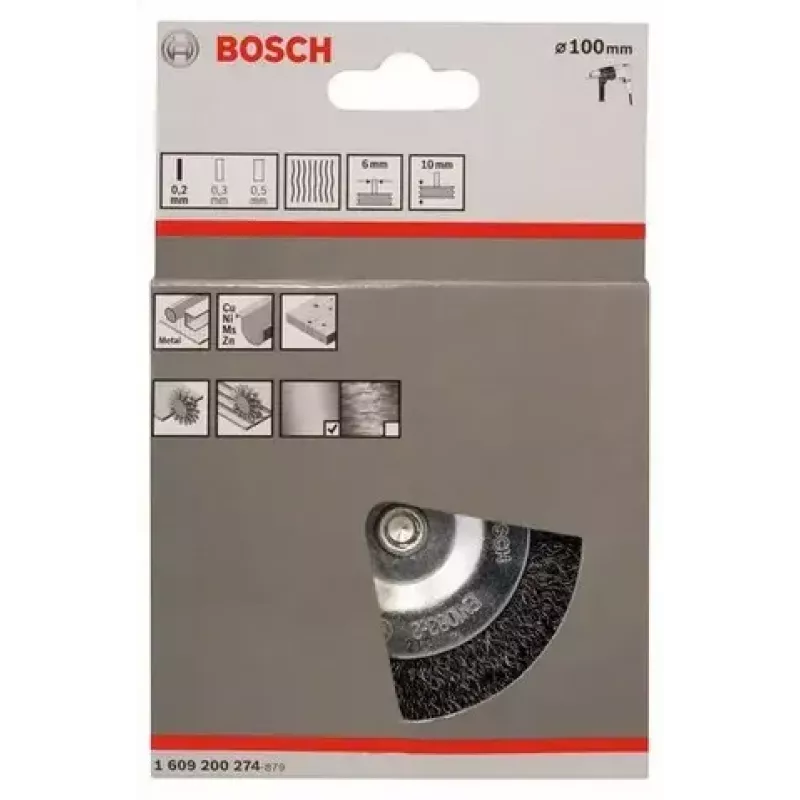 Šepečio ratas Bosch 1 609 200 274 10 cm, kotelio skersmuo 6 mm