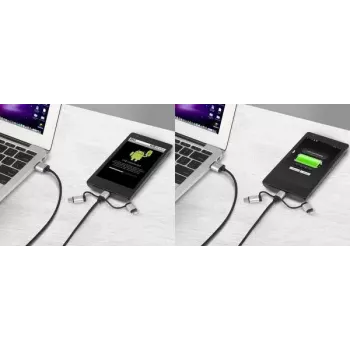 USB laidas Renkforce RF-4600467 0,5 m USB A USB C/Micro-USB B/Lightning pilkas