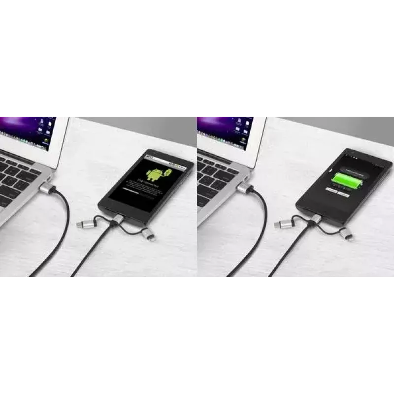 USB laidas Renkforce RF-4600467 0,5 m USB A USB C/Micro-USB B/Lightning pilkas