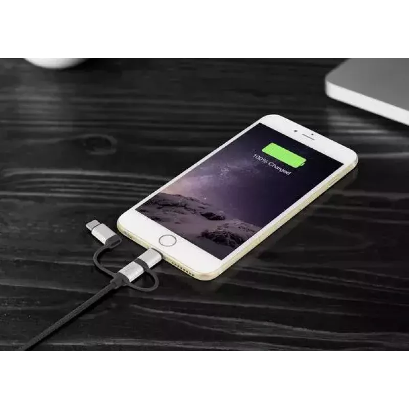 USB laidas Renkforce RF-4600467 0,5 m USB A USB C/Micro-USB B/Lightning pilkas