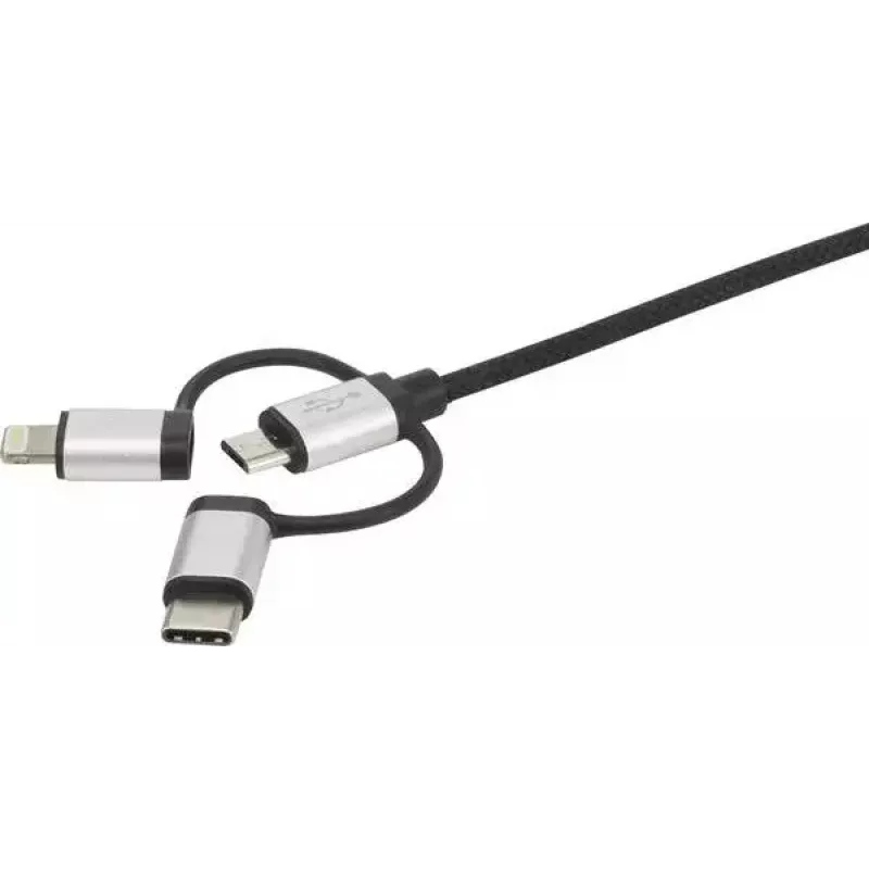 USB laidas Renkforce RF-4600467 0,5 m USB A USB C/Micro-USB B/Lightning pilkas