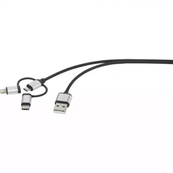 USB laidas Renkforce RF-4600467 0,5 m USB A USB C/Micro-USB B/Lightning pilkas