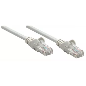 Intellinet tinklo jungiamasis kabelis, Cat6, 0,25 m, pilkas, varinis, U/UTP, PVC, RJ45, paauksuoti kontaktai, su apsauga nuo užsikabinimo, su gaubtu, viso gyvenimo garantija