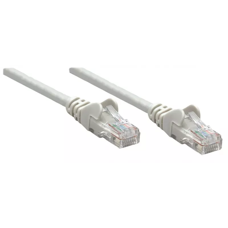 Intellinet tinklo jungiamasis kabelis, Cat6, 0,25 m, pilkas, varinis, U/UTP, PVC, RJ45, paauksuoti kontaktai, su apsauga nuo užsikabinimo, su gaubtu, viso gyvenimo garantija